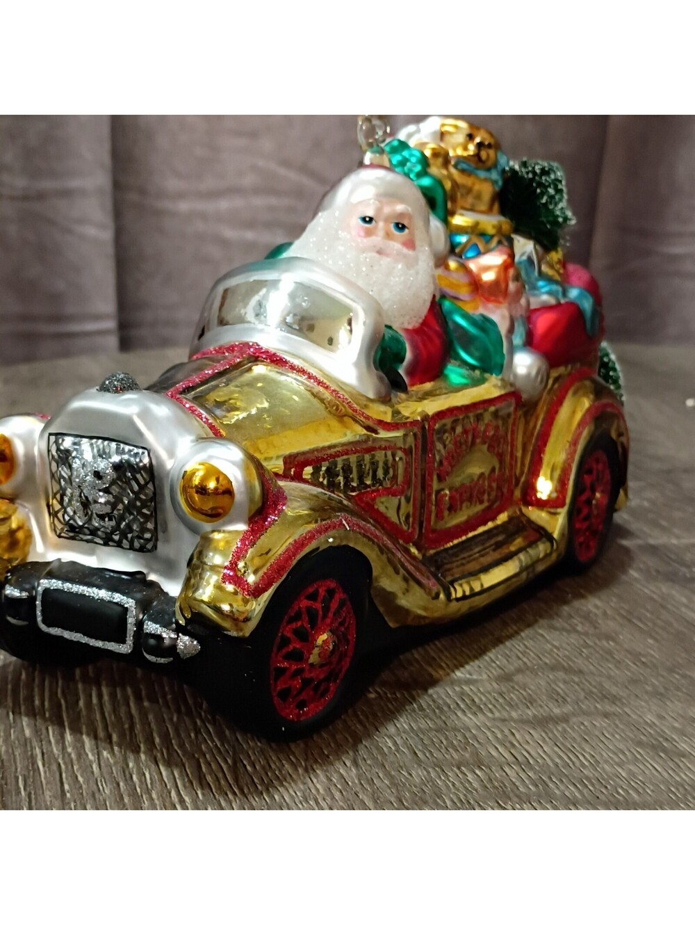 Dept 56 Mercury Glass Ornament Santa Driving The North Pole Express-Very Nice